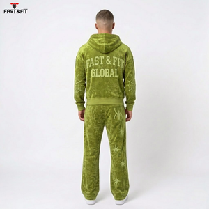 Collection 2026 – Survêtement décontracté à capuche coupe ajustée délavé à l'acide, couleur unie, 100 % coton, fabriqué au Pakistan pour homme - Product Image 6