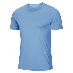 T-shirt bleu à manches courtes pour homme, col rond, coupe classique, tricot uni, sous-vêtement de sport, équipement d'hiver, Spandex/Polyester - Product Image 4