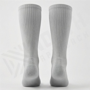 Knee High <b>Socks</b> Solid Gray 100 Cotton Breathable Knitted Casual Daily Wear Adult Autumn Standard Thickness - Product Image 2