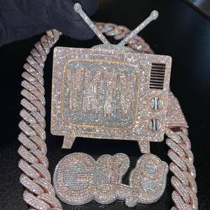 Exclusivo Collar CONCEPTION para Hombre, Joyería Hip Hop Personalizada, Certificado IGI, Moissanita VVS, Corte Brillante Redondo, Chapado en Oro de 14K - Product Image 3