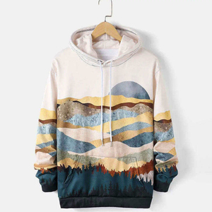 Sudadera con Capucha Extra Grande, Personalizada, Sublimada, con Forro para Invierno, Color Degradado, Sudadera de Felpa Gruesa, Corte Regular, Estilo Hip Hop, Unisex - Product Image 1