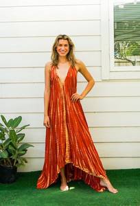 Vestido Maxi Informal Tie Dye de Moda Urbana, Diseño Simple, Estilo Moderno, Tejido Transpirable de Manga Larga - Product Image 3