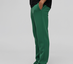 Pantalon de survêtement en coton vert pour homme, taille élastique, poches latérales, vêtements décontractés pour l'automne - Product Image 5