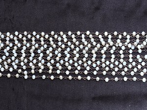Chaîne de chapelet en hydro-rondelles arc-en-ciel blanches, fil plaqué noir, perles en pierres précieuses enroulées pour la fabrication de bijoux - Product Image 5