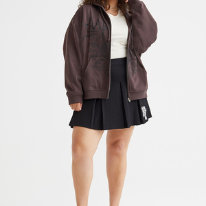 Nueva llegada, sudadera con capucha para mujer, de color liso, a la moda, de manga larga, color heather, con rayas laterales, cierre de cremallera y cordón ajustable. - Product Image 2