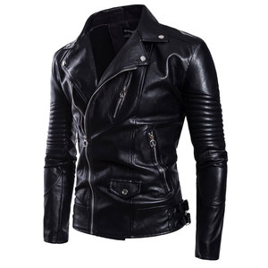 Nouvelle conception, veste d'hiver décontractée en cuir véritable et toile respirante, col mandarin, couleur unie, logo sur le devant, pour adultes - Product Image 3