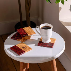 New Design Best Epoxy Resin Acacia Wood <b>Coaster</b> Handmade Wooden <b>Drink</b> Tea <b>Coaster</b> of 5 pcs - Product Image 3