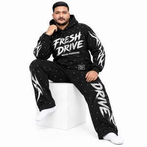 Ensemble de survêtement pour homme DTF Brush Print, pull à capuche en molleton épais, pantalon décontracté, graphisme personnalisé en strass, vêtements streetwear - Product Image 1