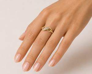 Anillo Apilable Minimalista de Promesa y Compromiso Knot Infinity, Chapado en Oro de 18k, Plata de Ley 925 con Circonitas, para Mujer - Product Image 3