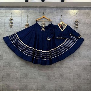 Yellow Cotton <b>Lehenga</b> Choli Set Traditional Indian Outfit Ruffle Blouse Pleated <b>Skirt</b> Floor-Length Quick Dry for Wedding Party - Product Image 2