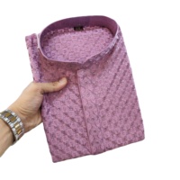 Soie Reyon Tissu Poulet Broderie Travail Formel Soie Style Séchage Rapide Hommes Kurta/Payjama pour Les Occasions De Fête Indien Pakistanais