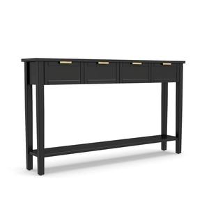 Table de canapé extra longue, finition noire mate, poignées en laiton, tiroirs de rangement, présentoir pour salon - Product Image 3