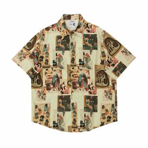 เสื้อฮาวายชาย พิมพ์ลายดอกไม้ แขนสั้น สไตล์ลำลอง สำหรับใส่ไปชายหาดหรือวันหยุด - Product Image 1