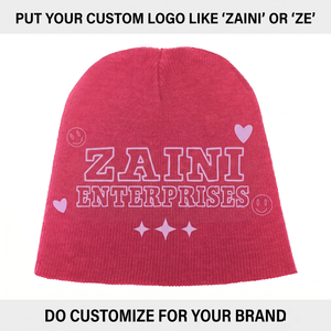 Gorro de Tela de Poliéster Cepillado Premium de 290 GSM, Diseño Azul, Marrón y Blanco, con Impresión Personalizada y Logotipo Tejido Personalizado - Product Image 5