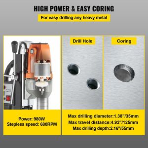 Trapano Magnetico ad Alta Potenza 980W, 680 Giri/min, Macchina Multifunzione per Foratura Metalli con Punta da 35MM - Product Image 3