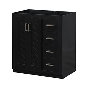 Mobile Bagno in Legno Massello da 30 Pollici con 3 Cassetti, Armadietto Autoportante con Chiusura Ammortizzata, Senza Lavabo - Product Image 1
