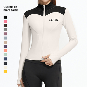 Veste de sport unie pour la gym et le yoga avec poches, veste de yoga blanche pour l'entraînement matinal, veste de yoga slim à séchage rapide - Product Image 6