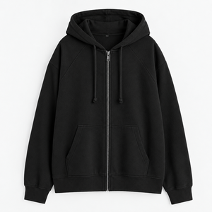 Custom Full-Face Zipper <b>Hoodie</b> Oversized Regular Fit Solid Color Casual Fleece <b>Hoodie</b> with Pockets Autumn Wear - Product Image 3