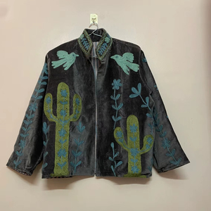 Best Quality Suzani Embroidered Velvet Short Jacket Women Decorated With Embroidery Jacket for Ladies <b>Winter</b> Wear - Product Image 1