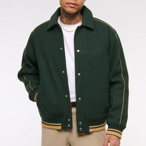 Veste universitaire sur mesure pour homme, col montant, broderie chenille personnalisée, logo frontal, style bomber baseball, en promotion - Product Image 1