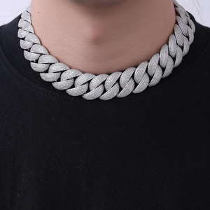 Collar de eslabones cubanos de moissanita y diamante, cadena de plata 925 con incrustaciones, joyería de lujo estilo hip hop para hombre y mujer, regalo - Product Image 5