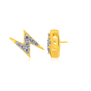 Pendientes de Diamantes Thunder Elle con Diseño de Rayo, Chapados en Oro de 22k, Corte Brillante Redondo, Unisex, para Uso Diario - Product Image 4