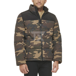 Pakistan Manufacture <b>Warm</b> Puffer Jacket Red Color Full Sleeve Stand Collar Men's Hooded Front Logo Custom Design Size - Product Image 1