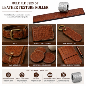Leather Texture <b>Roller</b> for Basketweave Pattern Embossing|Premium Leathercraft Texture Wheel Tool for Belts Wallets <b>Bags</b> & Straps - Product Image 2