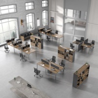Bureau de travail individuel moderne avec armoire de rangement latérale, plateau en bois et structure métallique pour espace de travail d'entreprise – Vente en gros