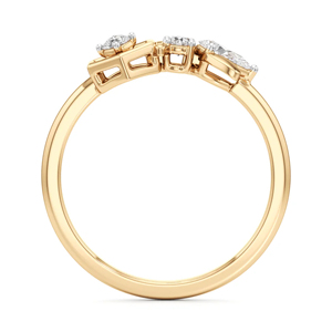 Anillo de compromiso de oro amarillo con diamantes para mujer, estilo romántico hexagonal - Product Image 2
