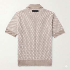 Chemises en tricot brodé 2026 pour hommes, en viscose/polyester, vintage, à manches courtes, respirantes, décontractées, coupe ajustée, de luxe, anti-plis - Product Image 5