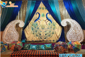 Décor de scène de nuit indien lumineux et coloré, tenjabi de mariage Mehndi & Sangeet, décoration de scène de cérémonie, rideaux colorés - Product Image 5