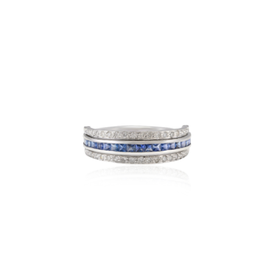 18K Solid Gold Multi Sapphire <b>Diamond</b> Convertible Magic <b>Ring</b> - Product Image 3