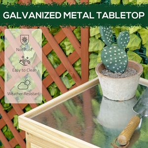 Galvanized Outdoor <b>Storage</b> <b>Cabinet</b> with Top 2 Shelves Garden <b>Tool</b> Shed Natural Look - Product Image 5