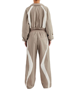 Ensemble survêtement coupe-vent personnalisé avec logo, 2 pièces, femme, léger, surdimensionné, uni, en nylon - Product Image 4