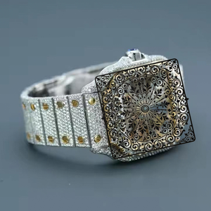 Reloj de Cuarzo Unisex de Lujo AMBER JEWELS, Caja Dorada, Esfera Hueca, Cristal de Zafiro, 46 mm, Movimiento Analógico, Cierre Plegable, Cronógrafo - Product Image 2