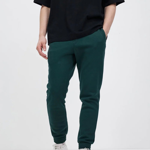 Pantalon de survêtement en coton vert foncé pour homme, taille élastique, décontracté, avec poches latérales, poids moyen, pour l'automne - Product Image 4