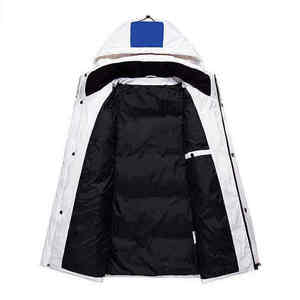 Veste matelassée pour homme avec logo personnalisé, coupe-vent, à capuche, parka d'hiver chaude, doudoune blanche tendance, vente en gros - Product Image 2