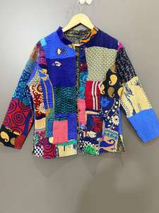 เสื้อแจ็คเก็ตแฮนด์เมดแบบแพทช์เวิร์ค เสื้อแจ็คเก็ตผ้าฝ้ายแบบควิลท์ เสื้อแจ็คเก็ตฤดูหนาว เสื้อโค้ทสั้น ของขวัญสำหรับเธอ เสื้อแจ็คเก็ตแบบกลับด้านได้ - Product Image 2