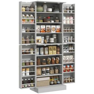 Mobile da Cucina in MDF con Pannello in Metallo e Legno, Porta in Vetro, Arredamento per la Casa - Product Image 4