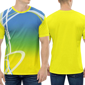 เสื้อยืดแขนสั้นผู้ชายสีไล่ระดับสีสไตล์สปอร์ตพร้อมลวดลายเรขาคณิตแห้งเร็วคอกลมทรงปกติ - Product Image 3