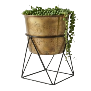 Support en fer pour plantes, jardinière décorative artisanale en métal, finition dorée, jardinière décorative pour balcon - Product Image 3