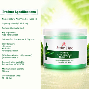 Gel de Aloe Vera Natural Hydra 10, Gel Calmante y Refrescante para Quemaduras Solares y Piel Irritada, Disponible a un Precio Accesible - Product Image 5