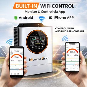 MuscleGrid 5KW Focus Series Hybrid Solar Inverter <b>24V</b> <b>Battery</b> Support 9KW PV Support IP43 Rated Designed for Extreme Performance - Product Image 3