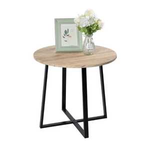 Mesa de Centro Rectangular Industrial con Cubierta de Madera Enchapada y Patas de Cilindro de Metal Negro, Mesa Grande para Sala de Estar u Oficina - Product Image 3