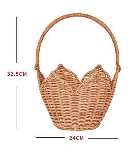 Cesta Redonda de Mimbre 100% Hecha a Mano con Borde Festoneado, Multiusos para el Hogar y Exteriores, con Asa - Product Image 6