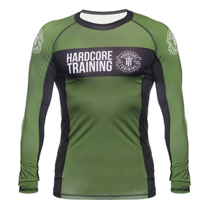 Haut de compression à manches longues pour homme, vert, séchage rapide, pour entraînement hardcore et combat MMA - Product Image 1