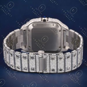 Reloj mecánico artesanal con caja de acero inoxidable, correa de acero inoxidable, lectura analógica, diamantes moissanita con claridad VS VVS EF - Product Image 2