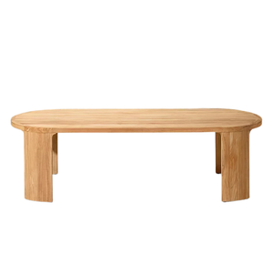 Contemporary Oval <b>Outdoor</b> Dining <b>Table</b> Solid Teak Wood <b>Rounded</b> Edge Durable Construction for Resort Villa and Hotel Dining - Product Image 1