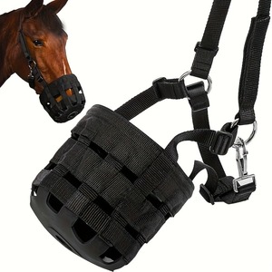 Museau de pâturage ventilé et durable avec harnais détachable intégré - Museau léger pour chevaux, favorise la pâturage naturelle - Product Image 1